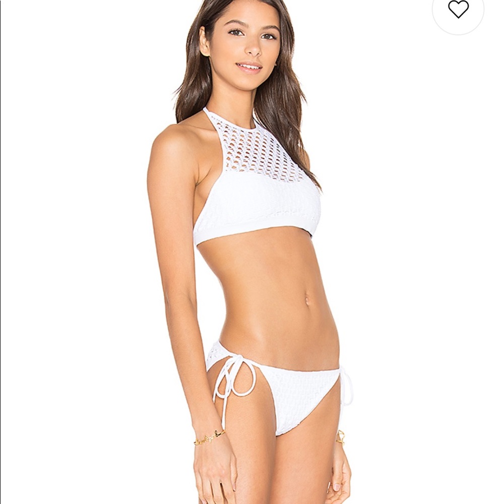 Milly White Halter And String Bikini Crochet - image 2